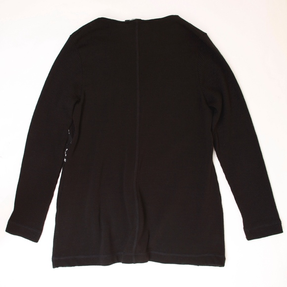 *Vintage* French Black Cardigan White Marble Print - Picture 2 of 5